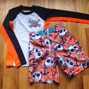 Boy 7/8 swim bundle short rash guard